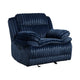 Rexy Manual Glider Recliner Chair | Textured Blue Corduroy Solid Wood