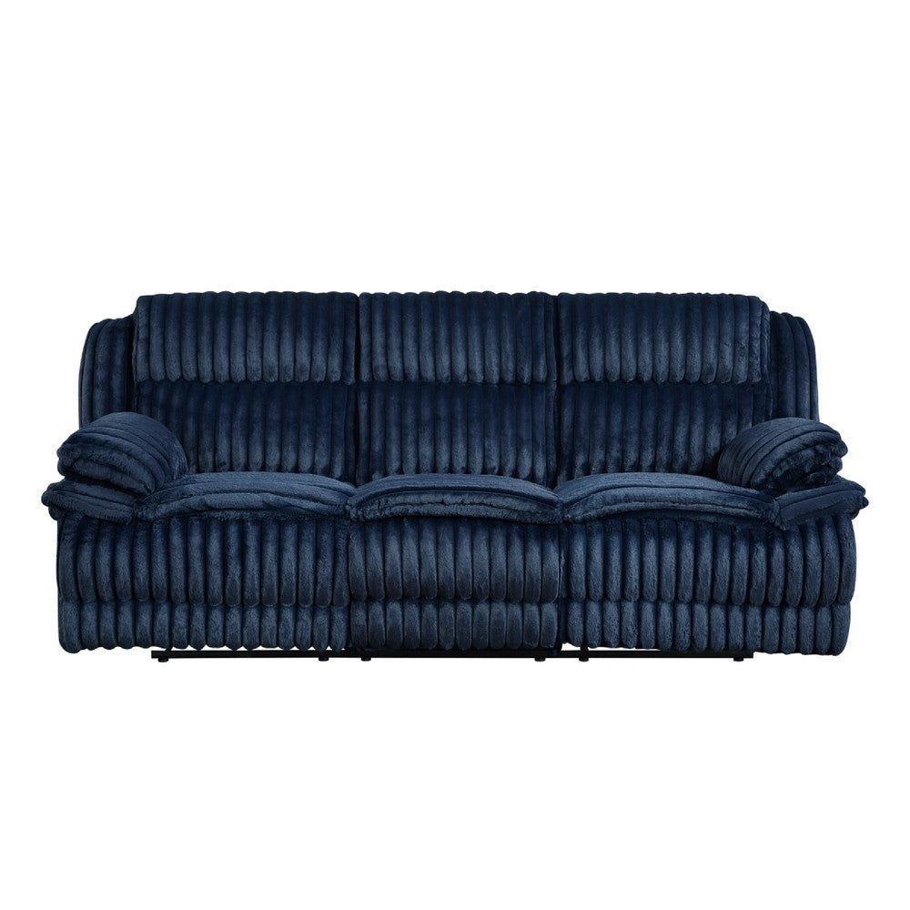 Rexy Manual Double Recliner Sofa | Textured Blue Corduroy 95’’ BM336102