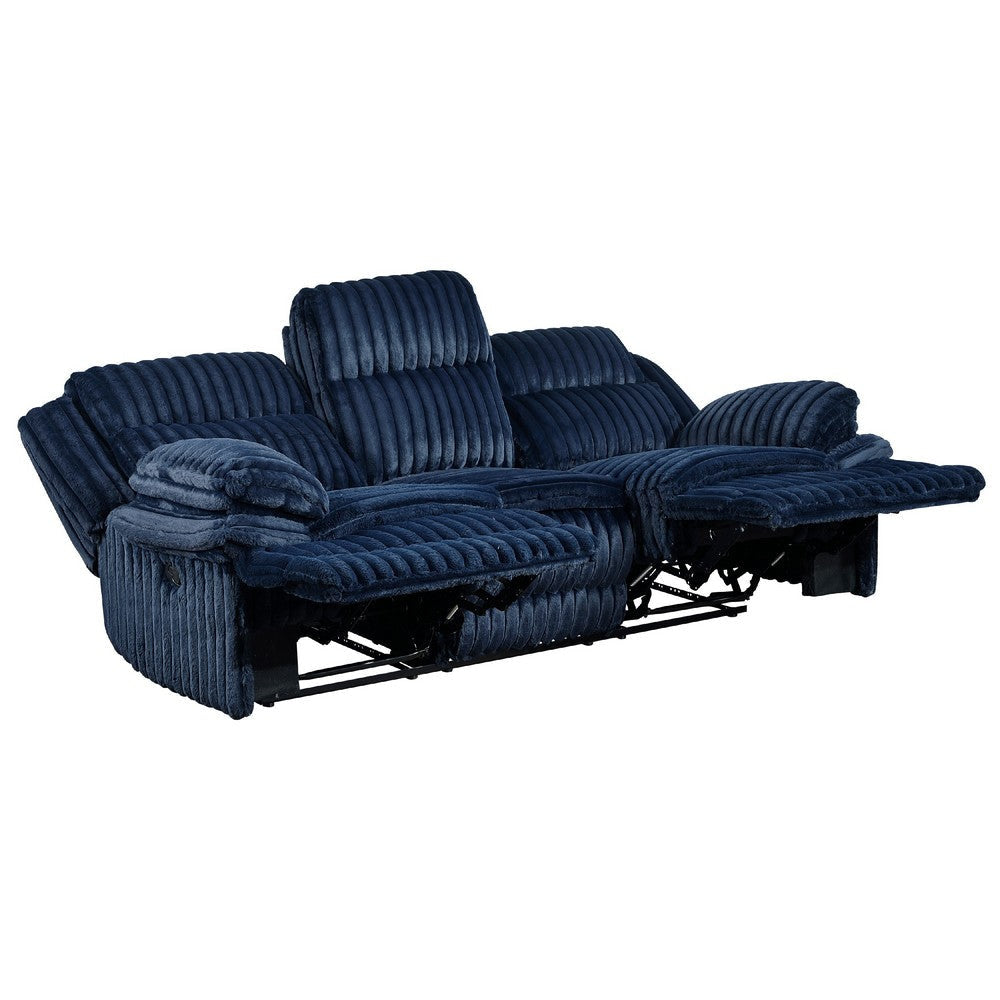 Rexy Manual Double Recliner Sofa | Textured Blue Corduroy 95’’ BM336102