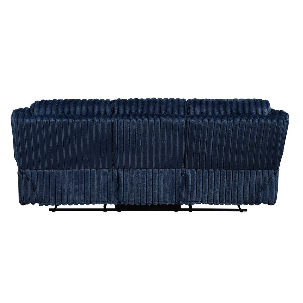 Rexy Manual Double Recliner Sofa | Textured Blue Corduroy 95’’ BM336102