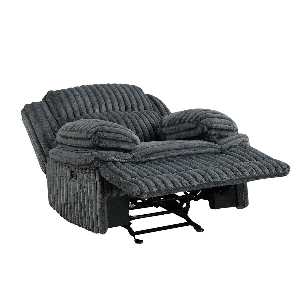Rexy Manual Glider Reclining Chair | Textured Dark Gray Corduroy BM336103