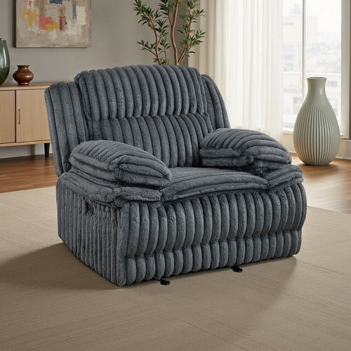 Rexy Manual Glider Reclining Chair | Textured Dark Gray Corduroy