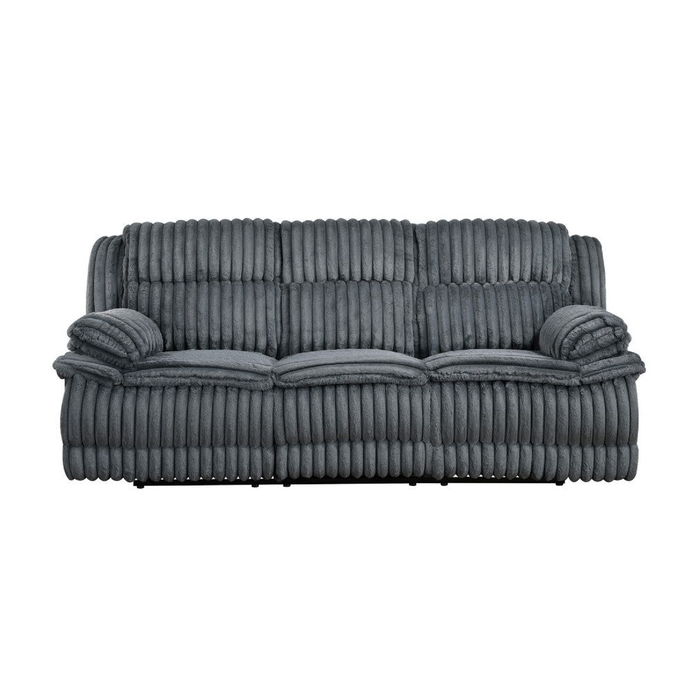 Rexy Manual Double Reclining Sofa | Textured Dark Gray Corduroy 95’’ BM336105