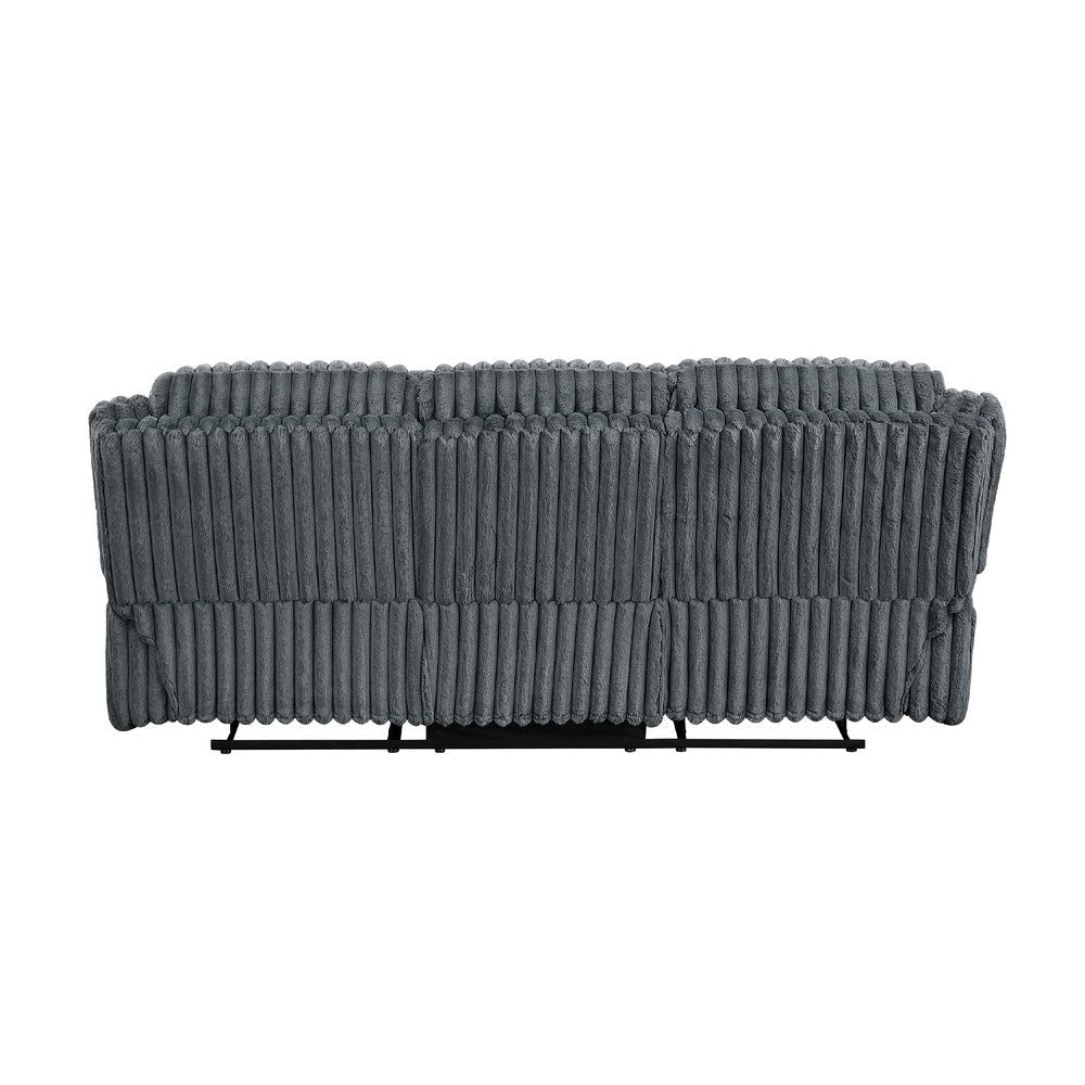 Rexy Manual Double Reclining Sofa | Textured Dark Gray Corduroy 95’’ BM336105