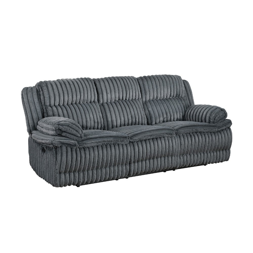 Rexy Manual Double Reclining Sofa | Textured Dark Gray Corduroy 95"