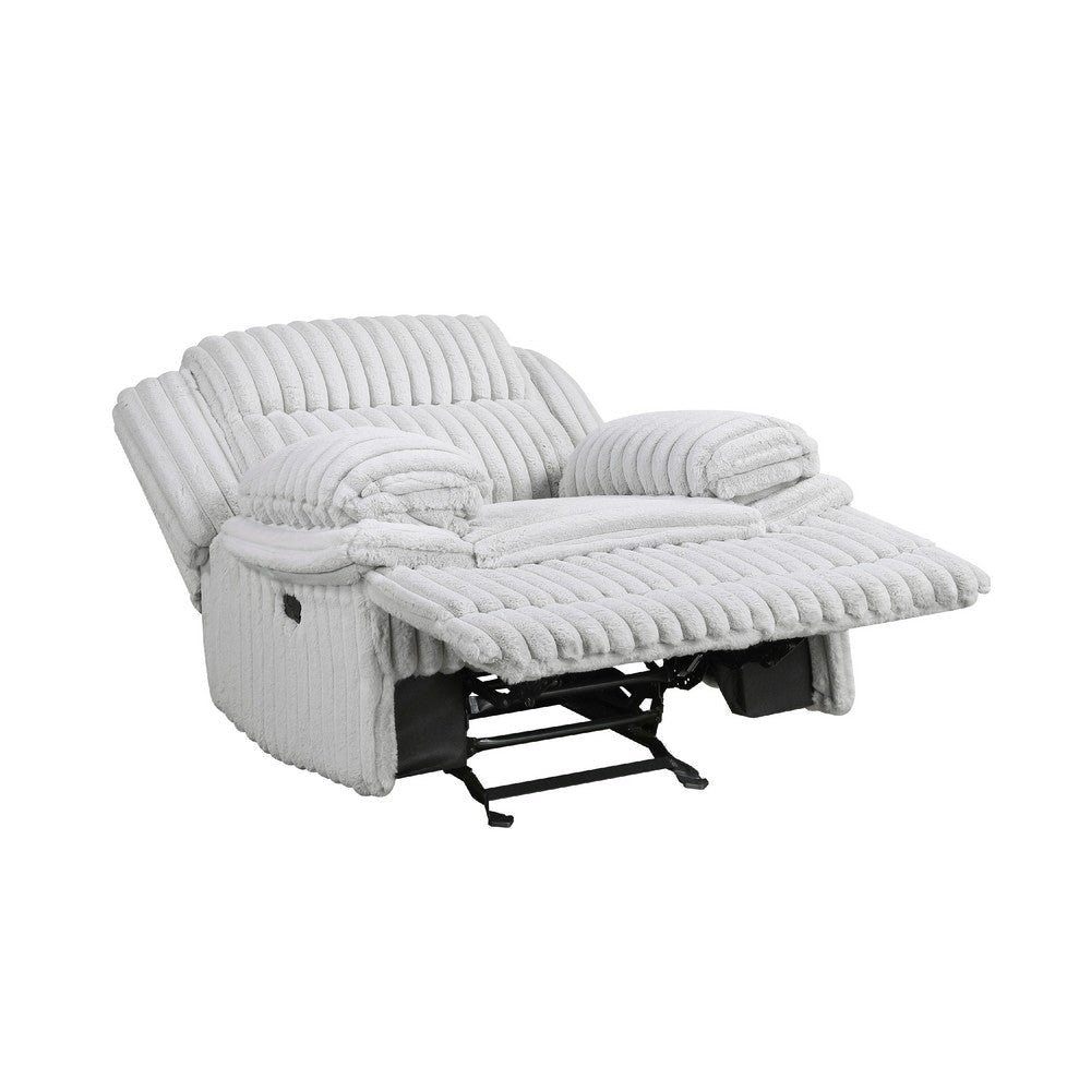 Rexy Manual Glider Recliner Chair | Textured Light Gray Corduroy