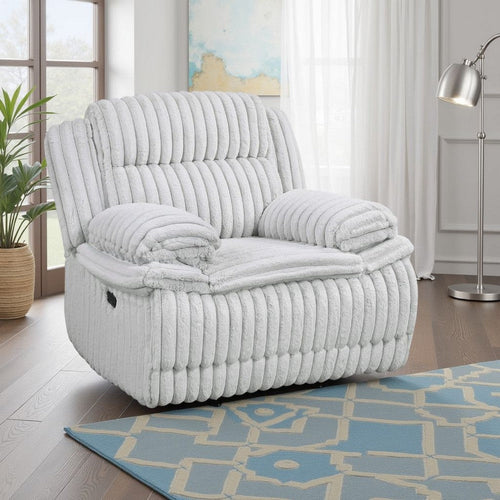 Rexy Manual Glider Recliner Chair | Textured Light Gray Corduroy