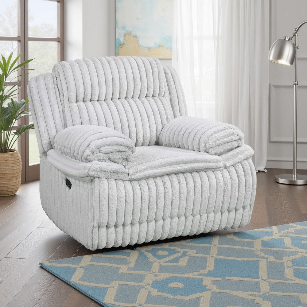 Rexy Manual Glider Recliner Chair | Textured Light Gray Corduroy