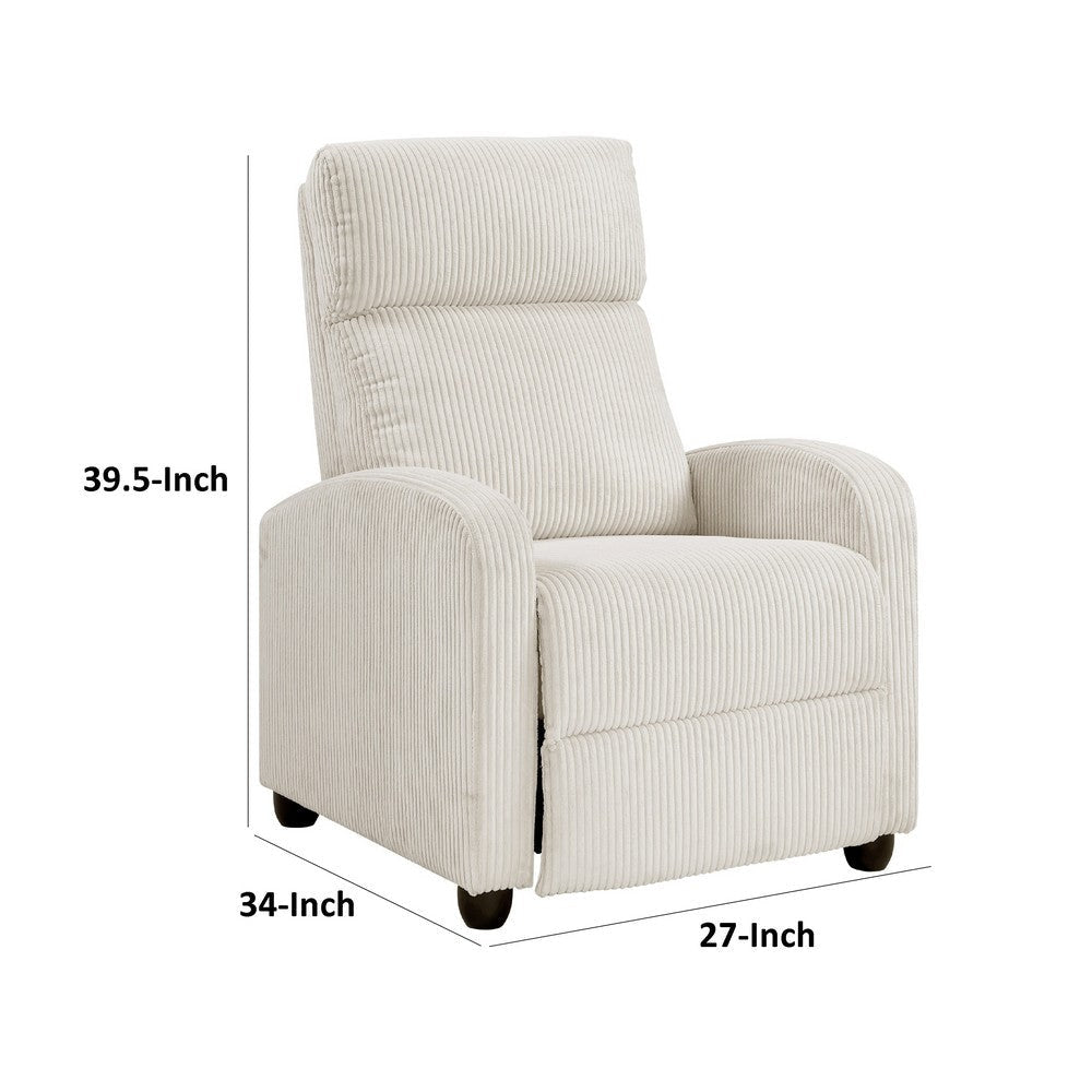 Pary Manual Push Back Reclining Chair with Beige Ribbed Corduroy BM336109