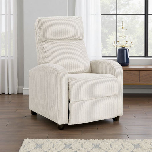 Pary Manual Push Back Reclining Chair with Beige Ribbed Corduroy