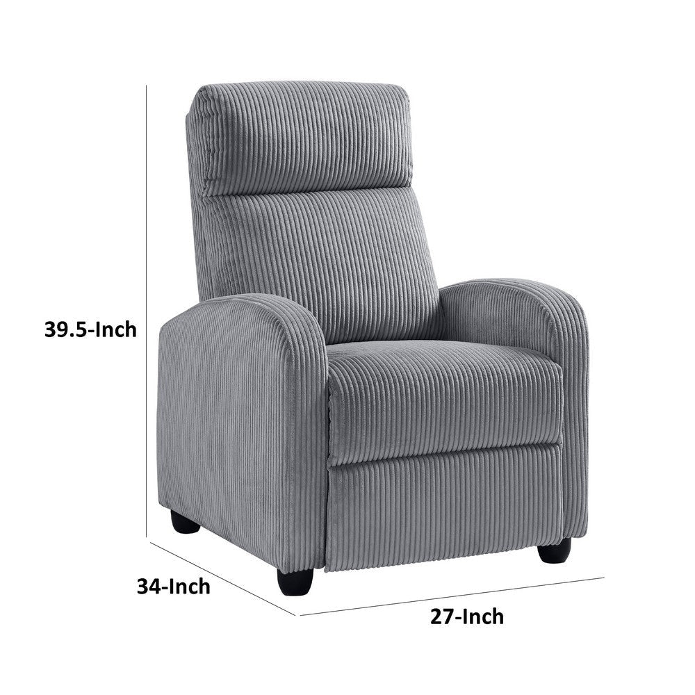 Pary Manual Push Back Reclining Chair with Dark Gray Ribbed Corduroy BM336110