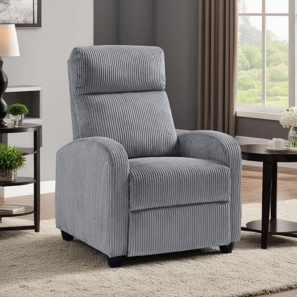 Pary Manual Push Back Reclining Chair with Dark Gray Ribbed Corduroy