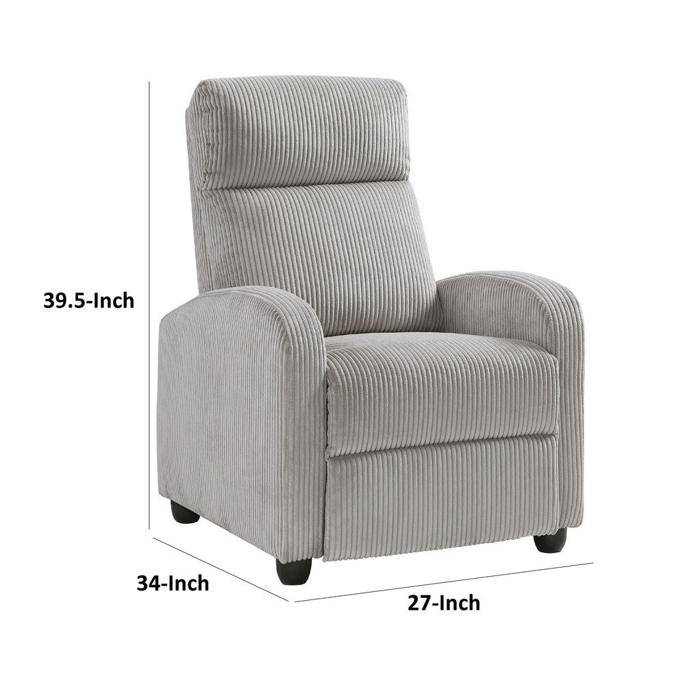 Pary Manual Push Back Reclining Chair with Light Gray Ribbed Corduroy BM336112