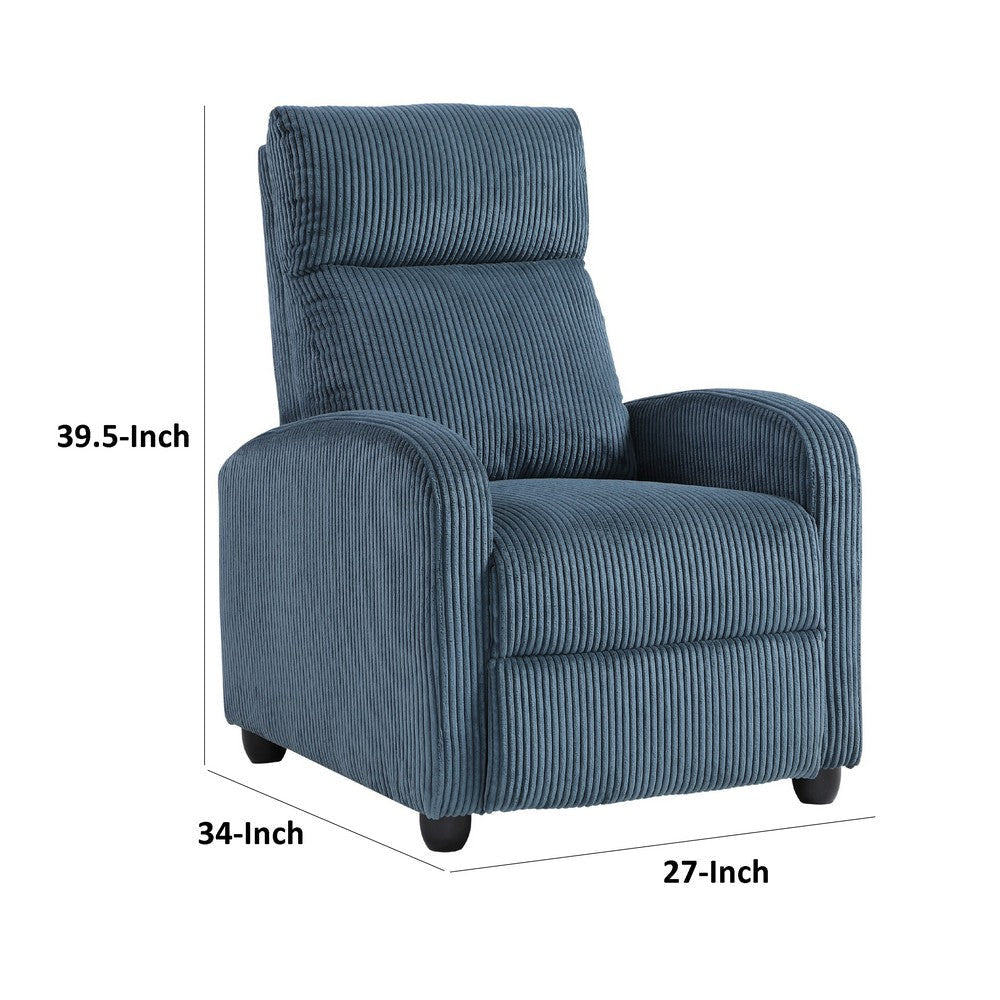 Pary Manual Push Back Reclining Chair with Midnight Blue Corduroy BM336113