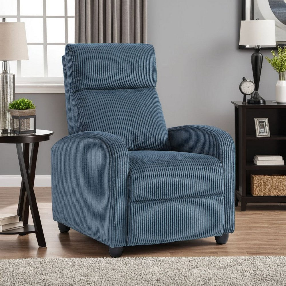 Pary Manual Push Back Reclining Chair with Midnight Blue Corduroy
