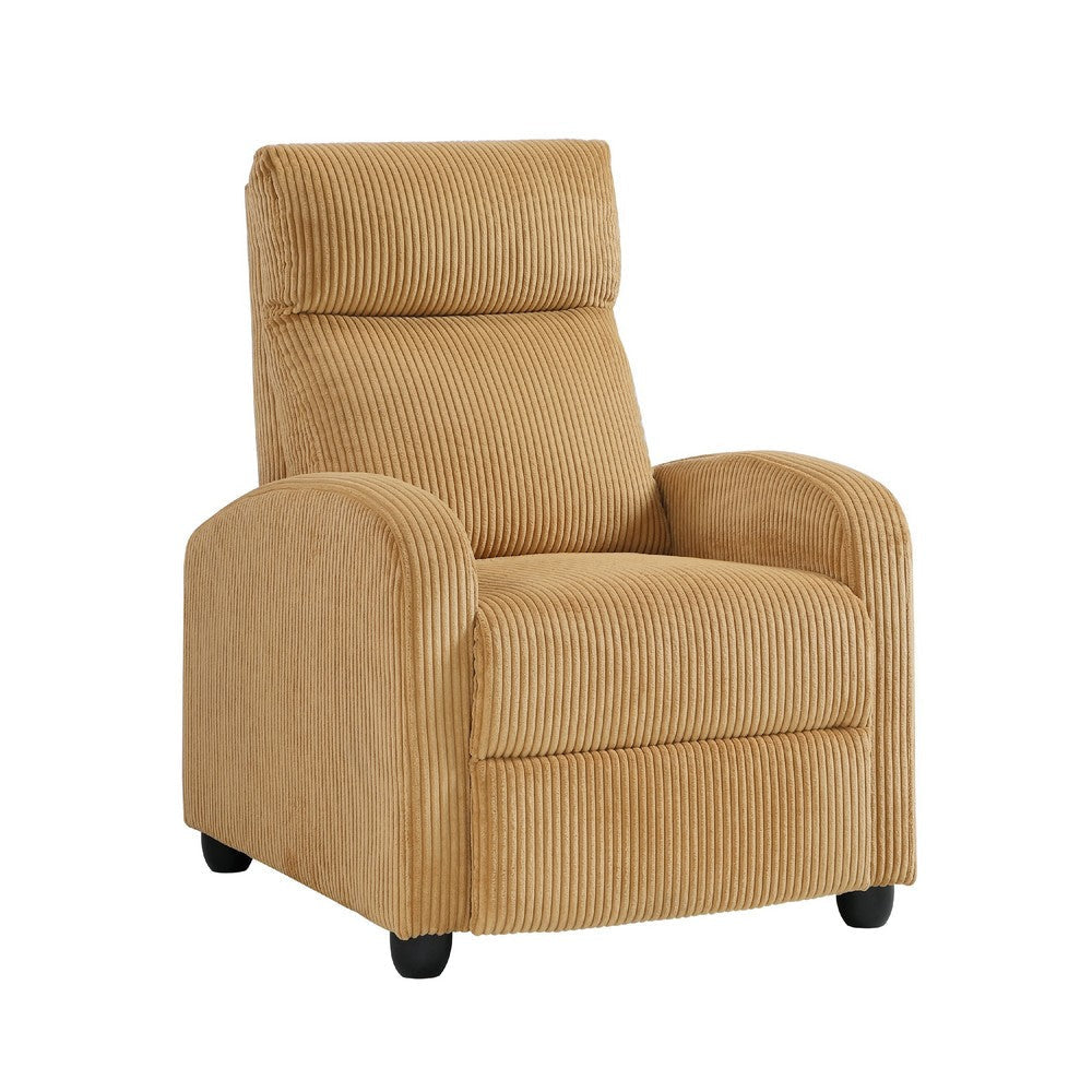 Pary Manual Push Back Reclining Chair with Yellow Ribbed Corduroy