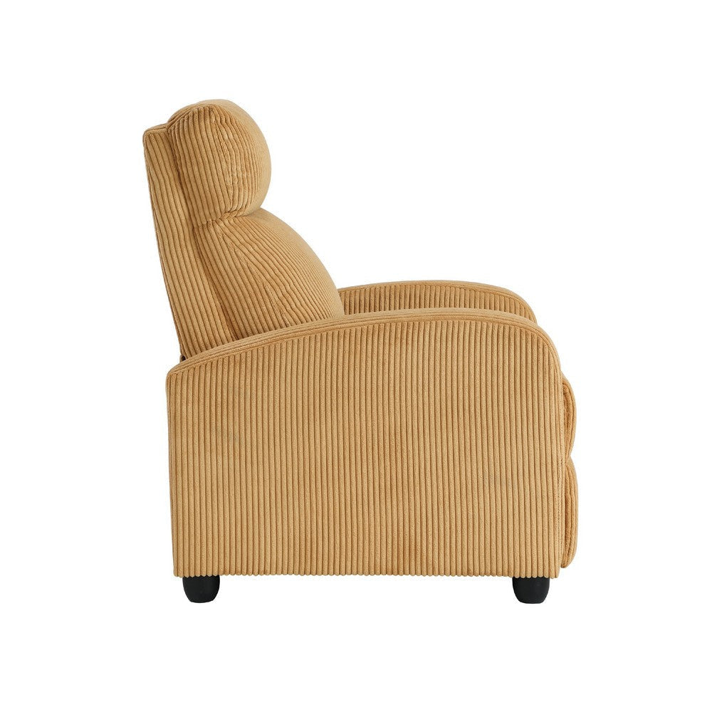 Pary Manual Push Back Reclining Chair with Yellow Ribbed Corduroy BM336114