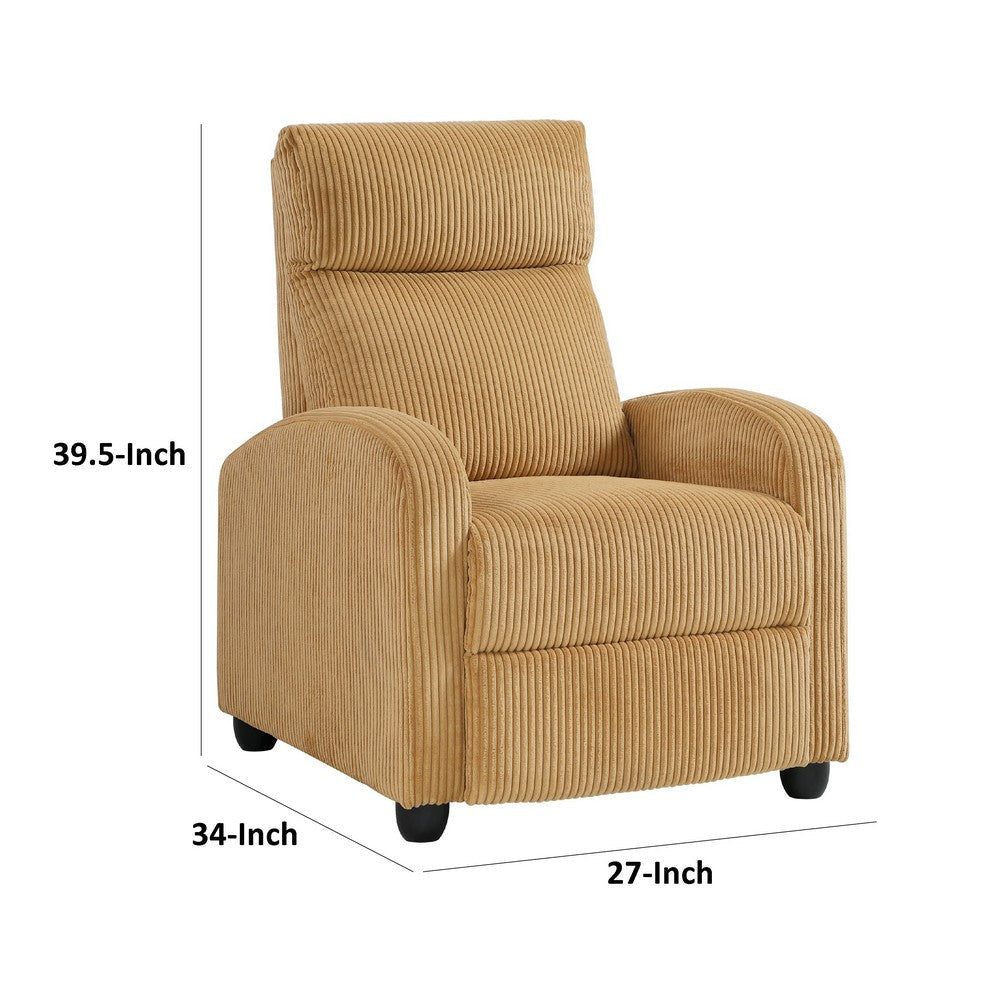 Pary Manual Push Back Reclining Chair with Yellow Ribbed Corduroy BM336114