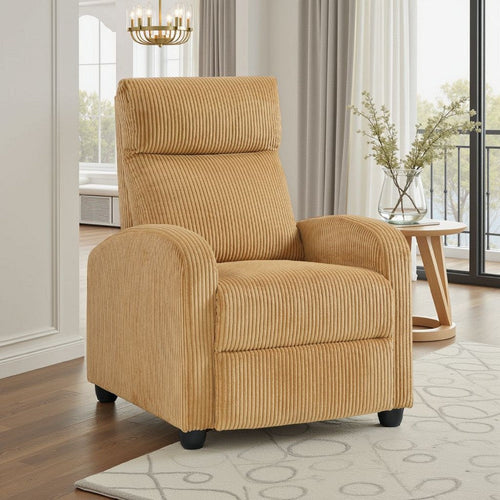 Pary Manual Push Back Reclining Chair with Yellow Ribbed Corduroy