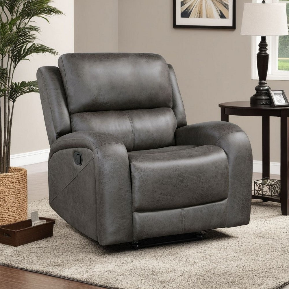 Patsy Manual Rocker Recliner Chair | Gray Polished Microfiber
