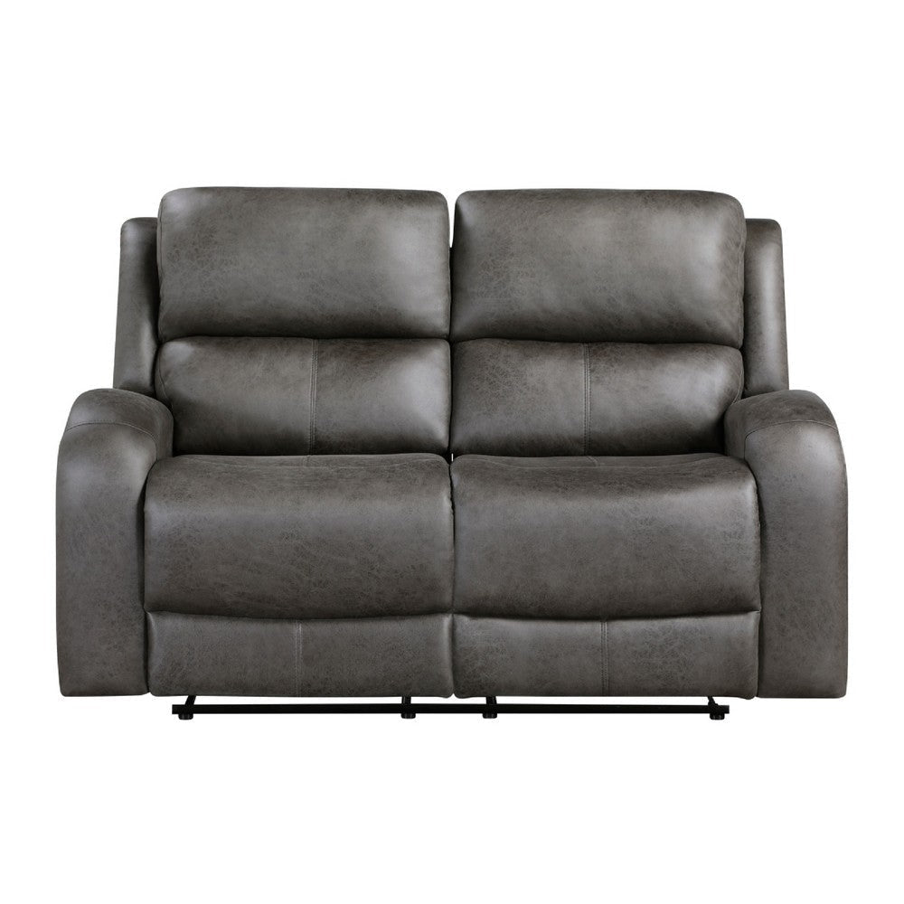 Patsy Manual Recliner Loveseat | Gray Polished Microfiber | 62’’ BM336116