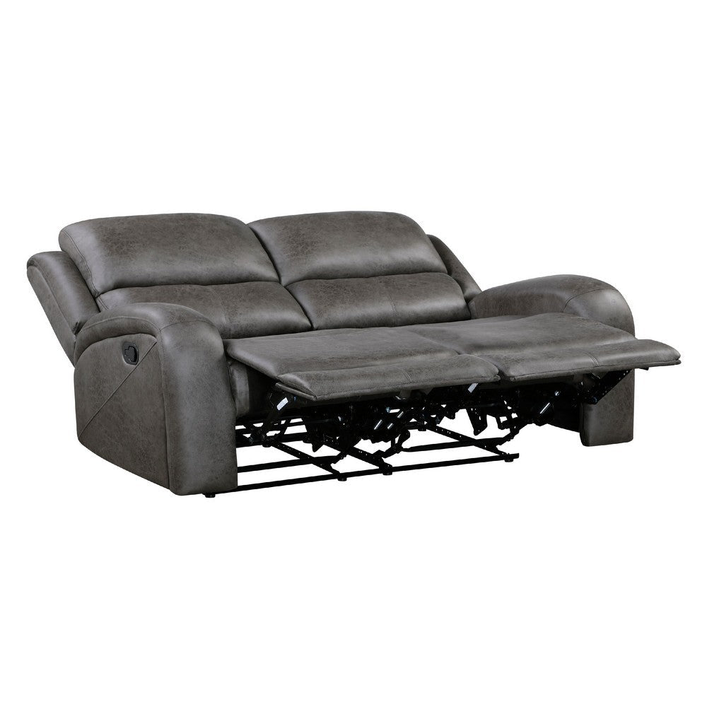 Patsy Manual Recliner Loveseat | Gray Polished Microfiber | 62’’ BM336116