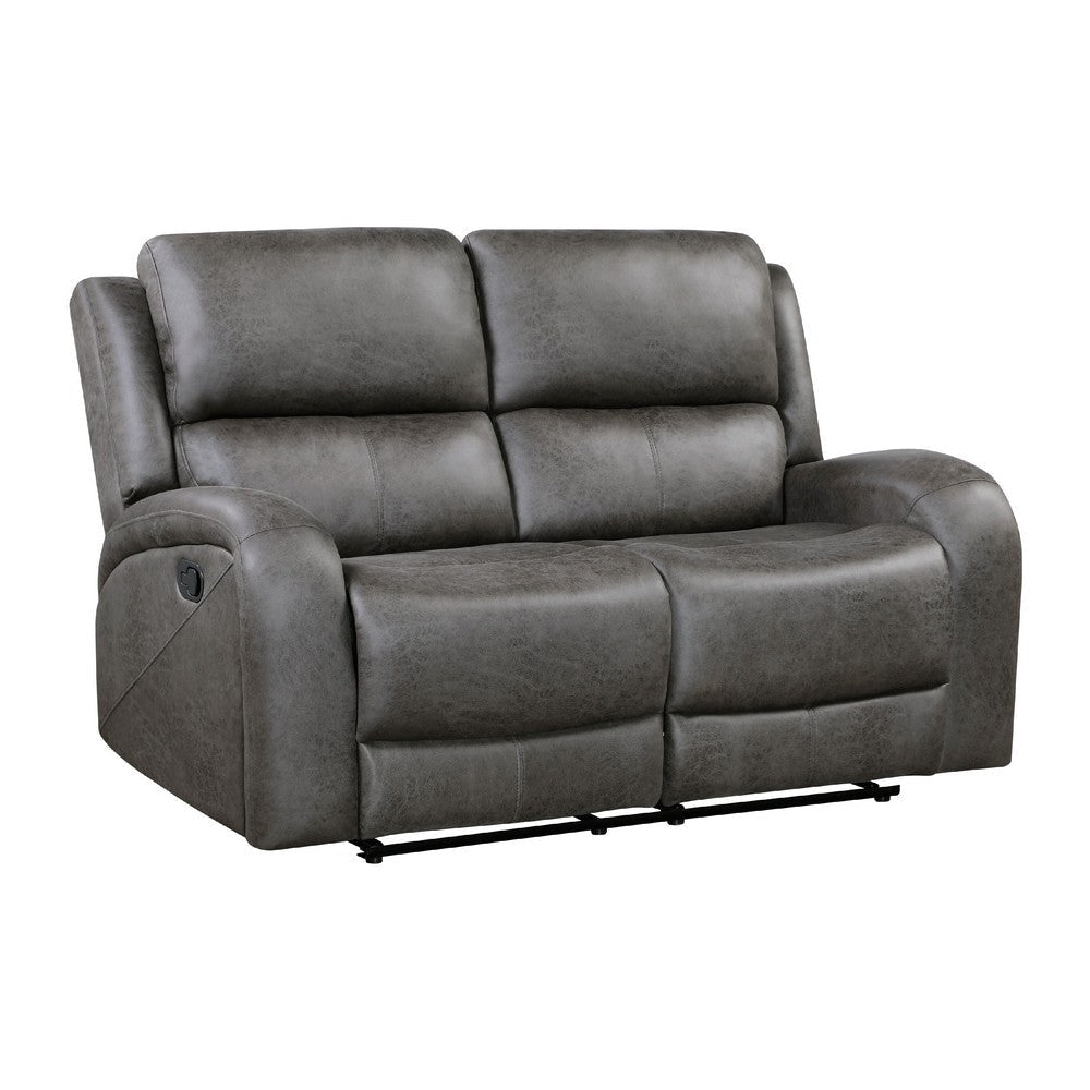 Patsy Manual Recliner Loveseat | Gray Polished Microfiber | 62"