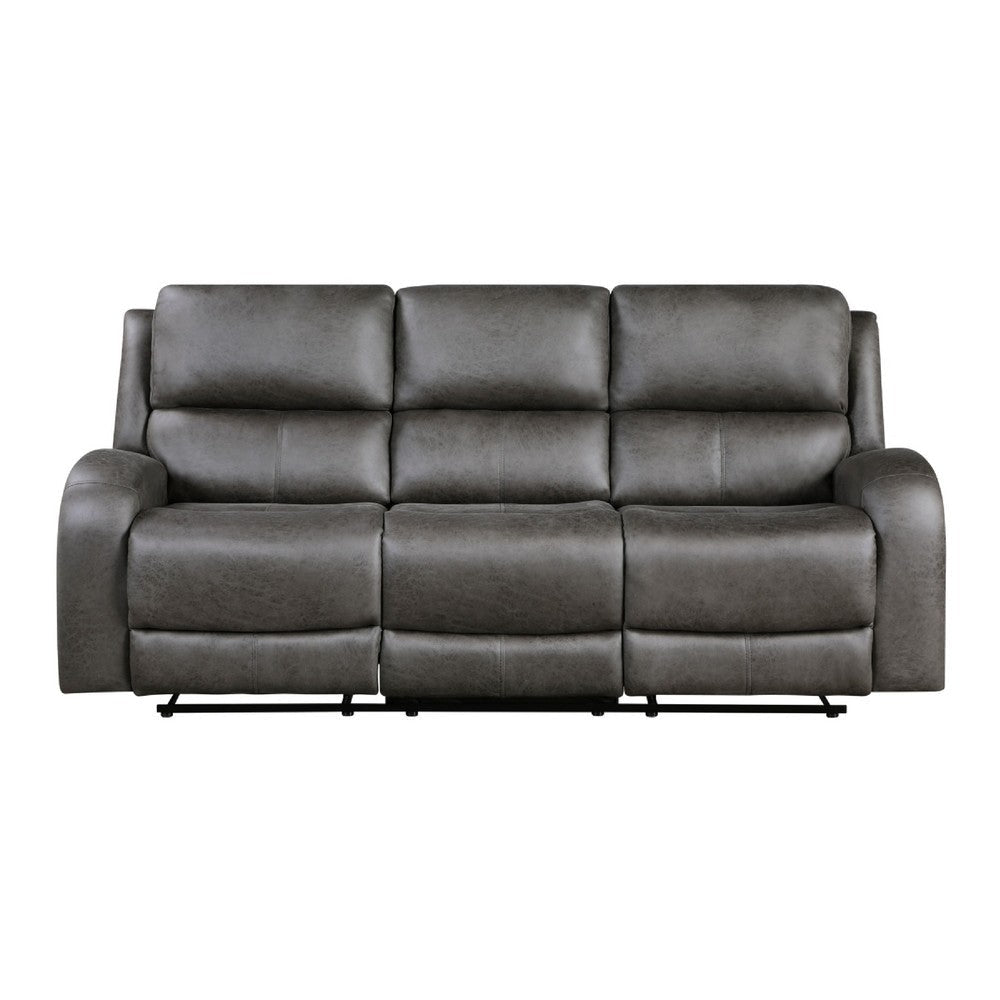 Patsy Manual Double Recliner Sofa | Gray Polished Microfiber 85’’ BM336117