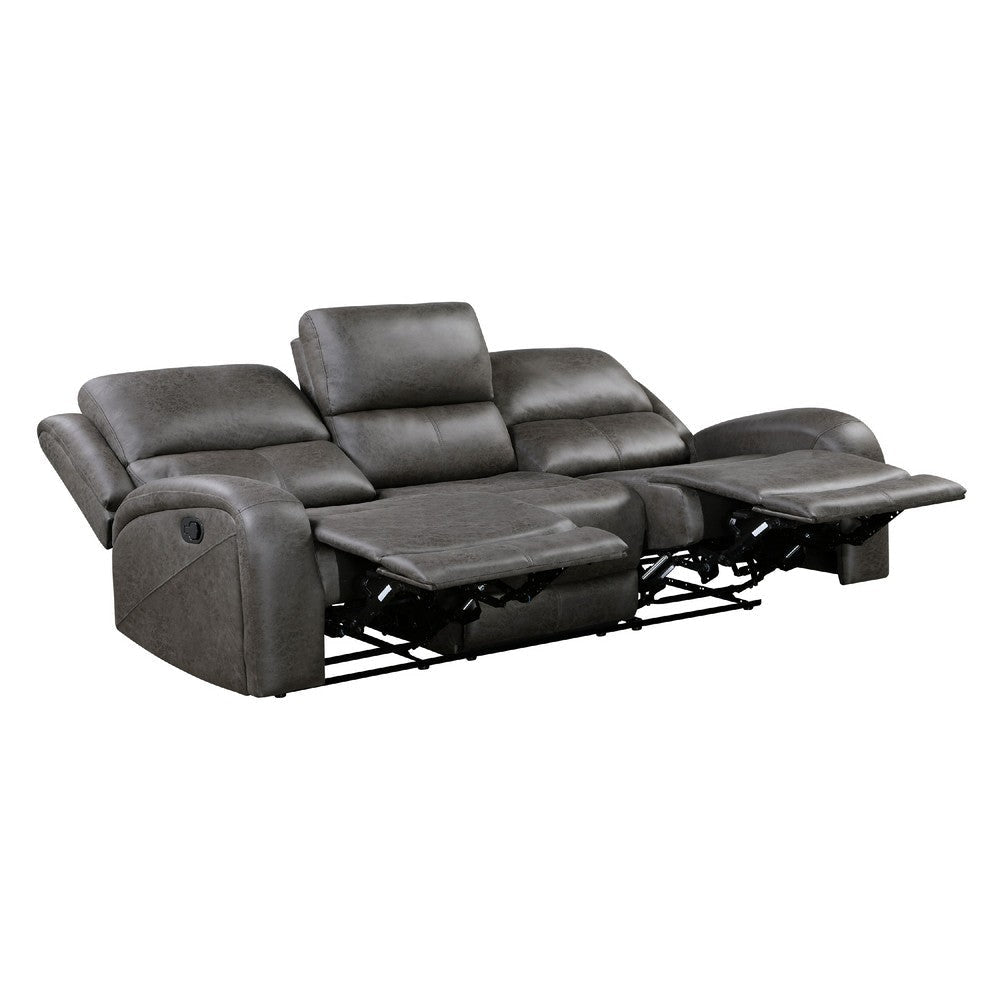 Patsy Manual Double Recliner Sofa | Gray Polished Microfiber 85’’ BM336117