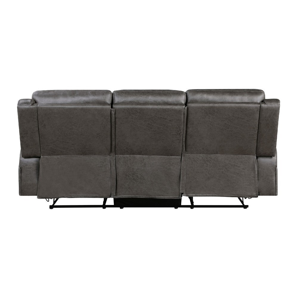 Patsy Manual Double Recliner Sofa | Gray Polished Microfiber 85’’ BM336117