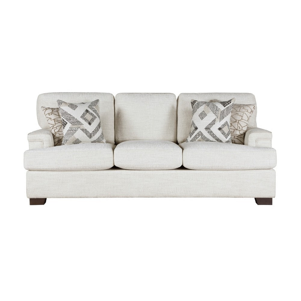 Osy Sofa with 4 Accent Pillows | 91’’ | Soft Ivory Chenille BM336120