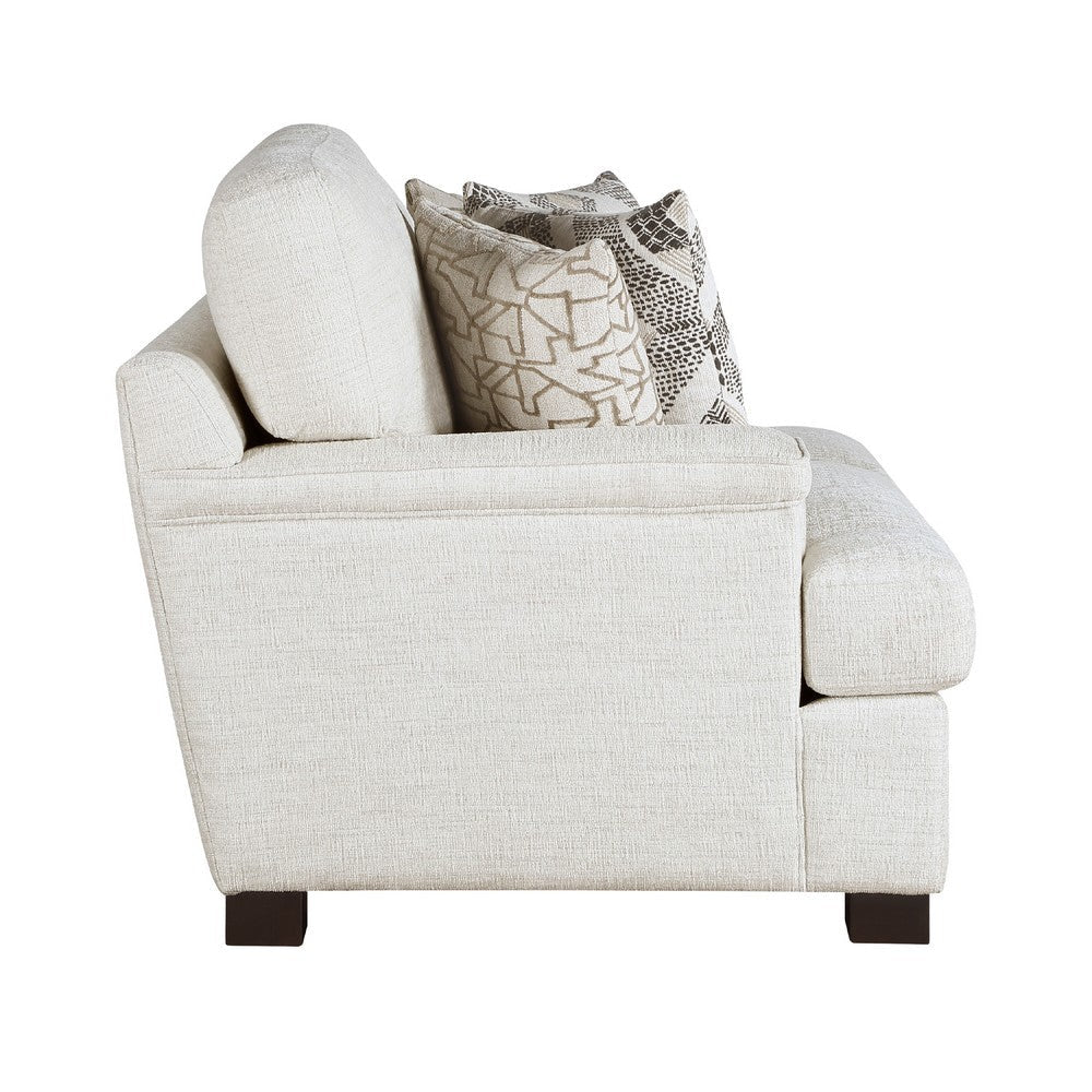 Osy Sofa with 4 Accent Pillows | 91’’ | Soft Ivory Chenille BM336120