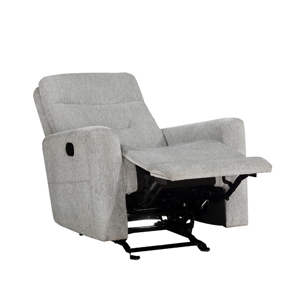 Lyns Manual Glider Recliner Armchair | Soft Gray Chenille | Solid Wood BM336121