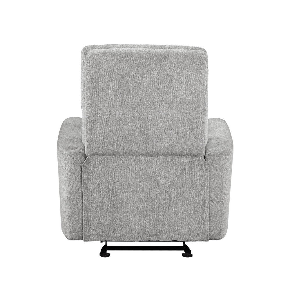 Lyns Manual Glider Recliner Armchair | Soft Gray Chenille | Solid Wood BM336121