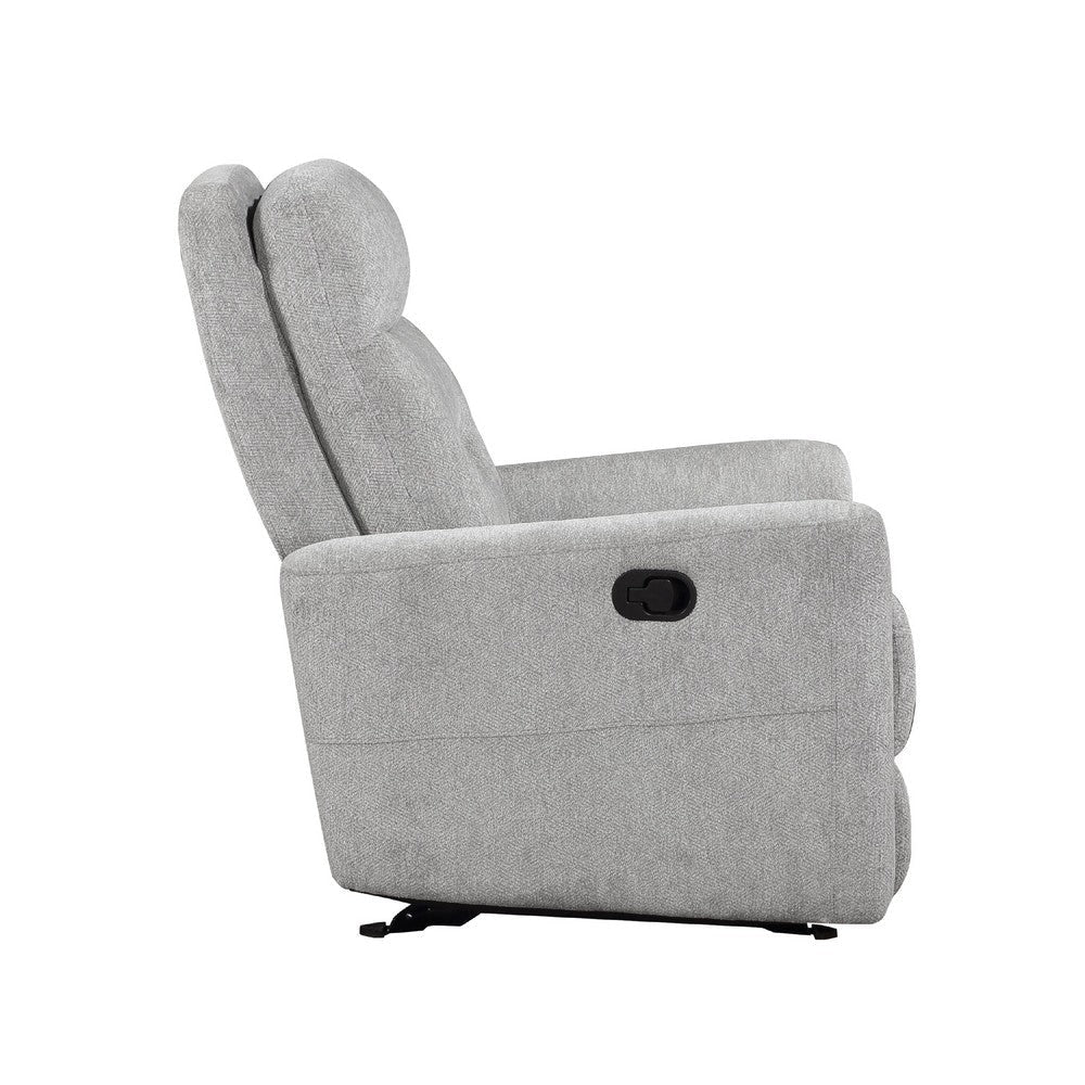 Lyns Manual Glider Recliner Armchair | Soft Gray Chenille | Solid Wood BM336121