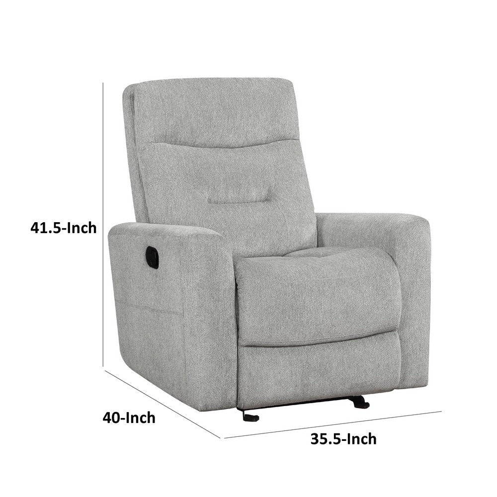 Lyns Manual Glider Recliner Armchair | Soft Gray Chenille | Solid Wood BM336121