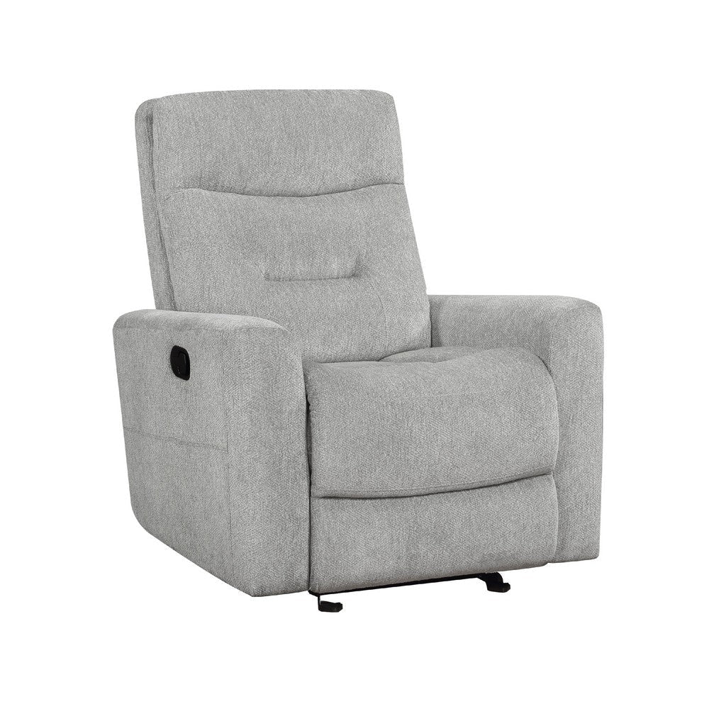 Lyns Manual Glider Recliner Armchair | Soft Gray Chenille | Solid Wood
