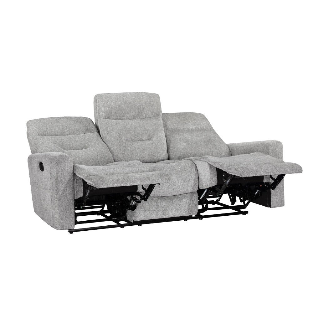 Lyns Manual Double Recliner Sofa | Soft Gray Chenille 81’’ BM336123