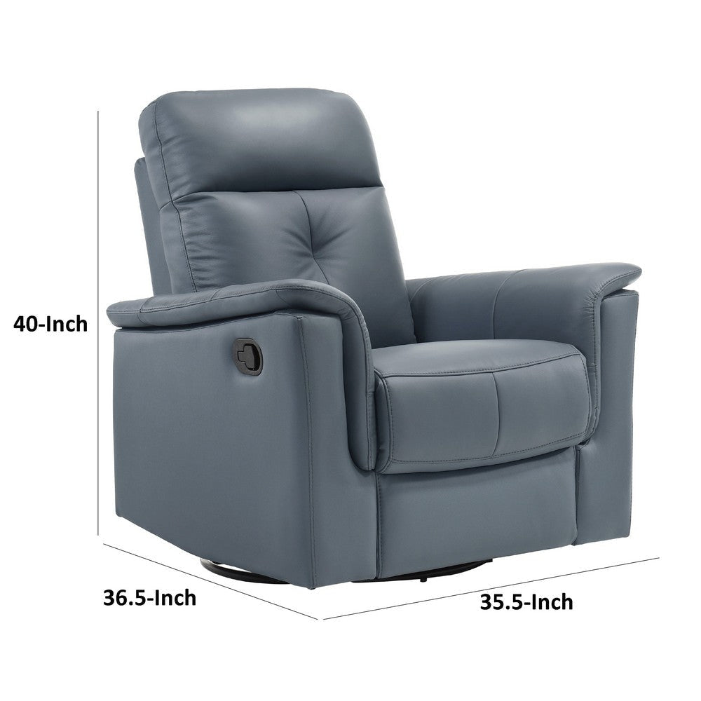 Briz Manual Swivel Recliner Chair | Top Grain Leather Slate Gray BM336124