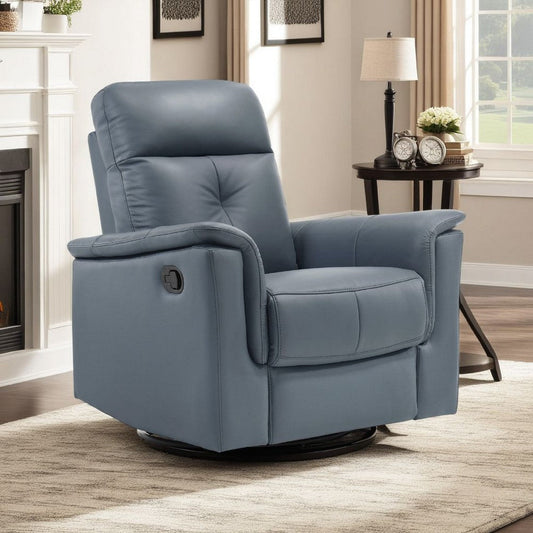 Briz Manual Swivel Recliner Chair | Top Grain Leather Slate Gray
