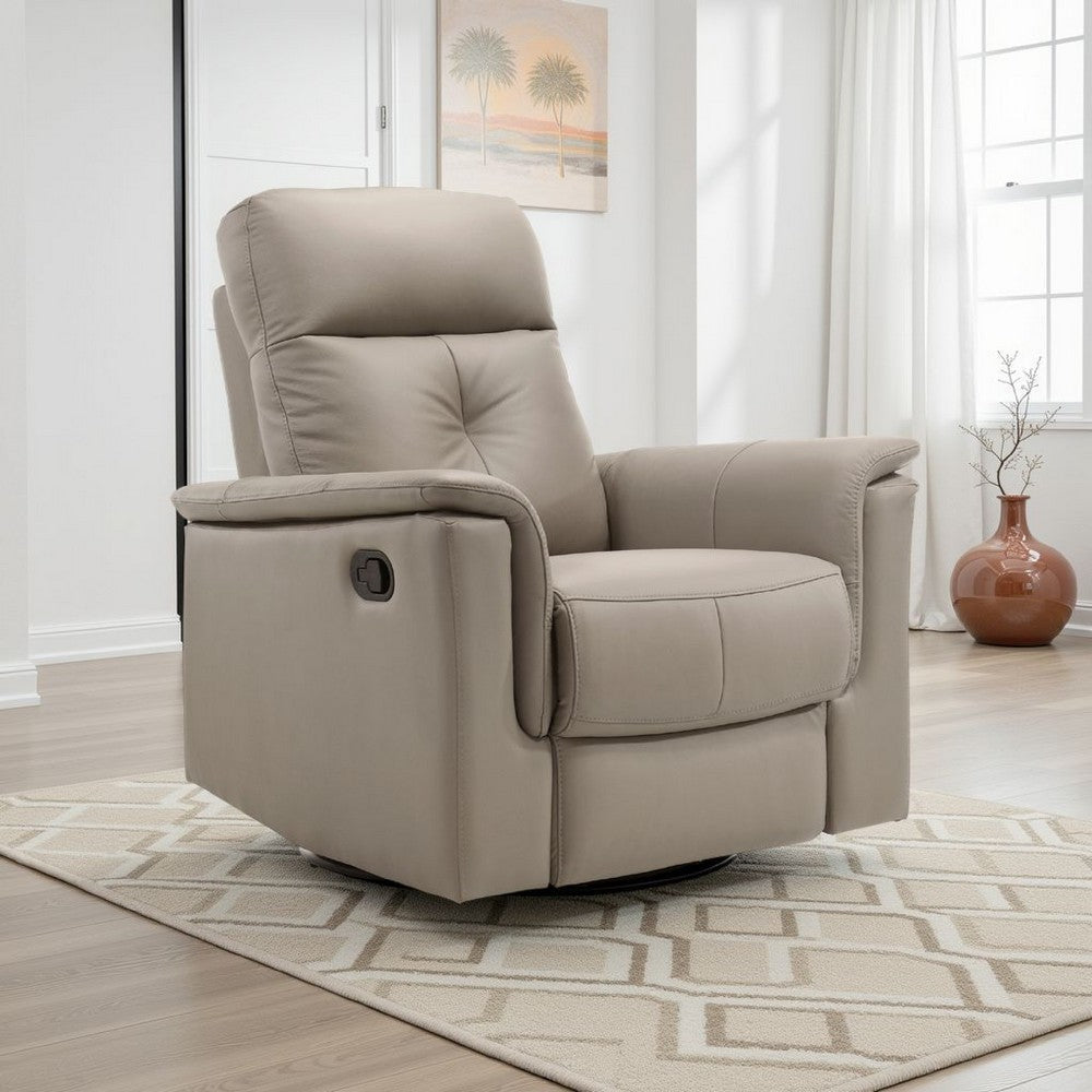 Briz Manual Swivel Recliner Chair | Top Grain Leather Latte Brown