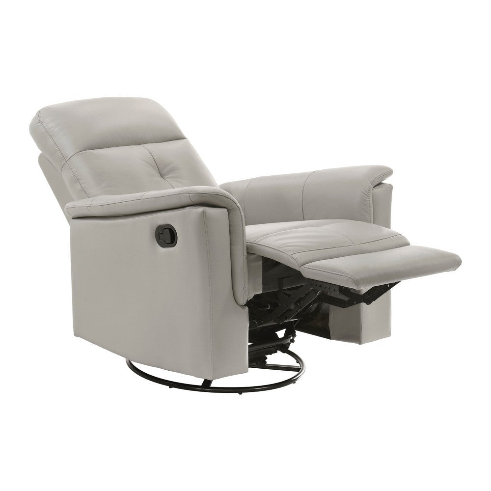 Briz Manual Swivel Recliner Chair | Top Grain Leather Silver Gray BM336126