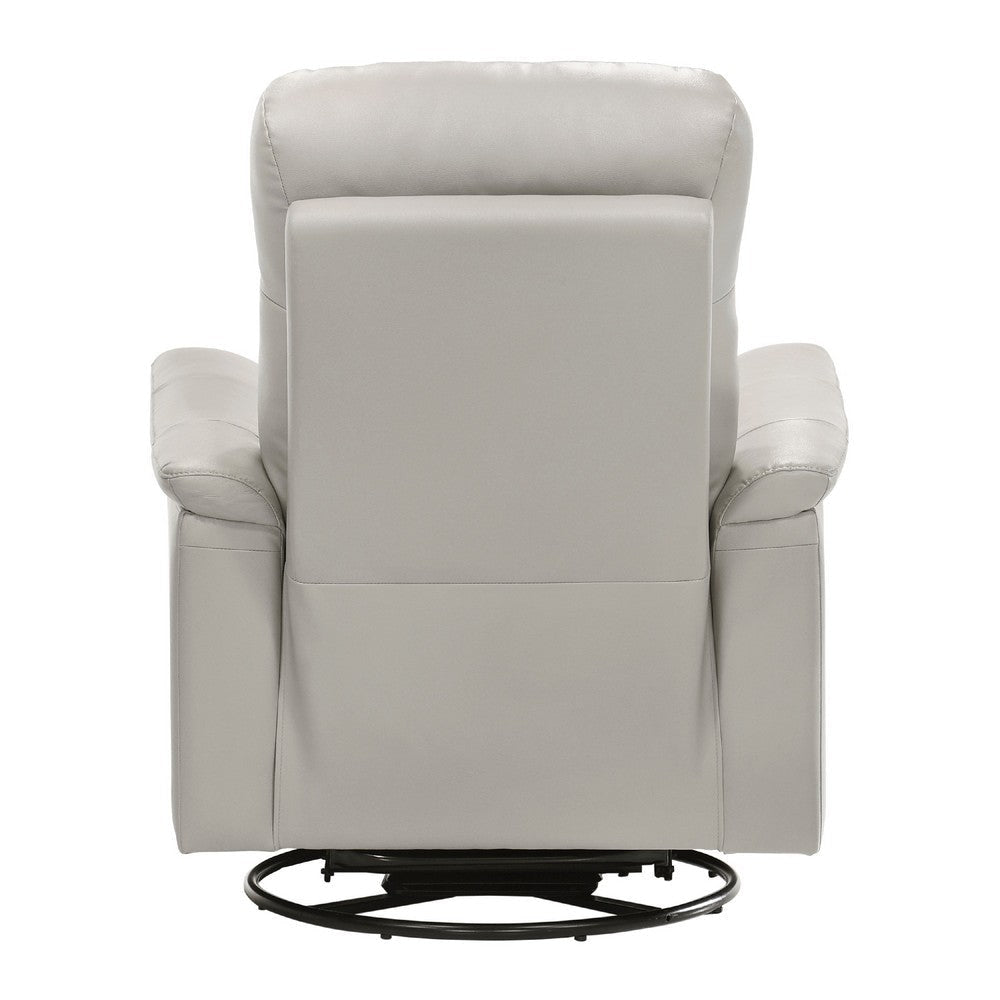 Briz Manual Swivel Recliner Chair | Top Grain Leather Silver Gray BM336126