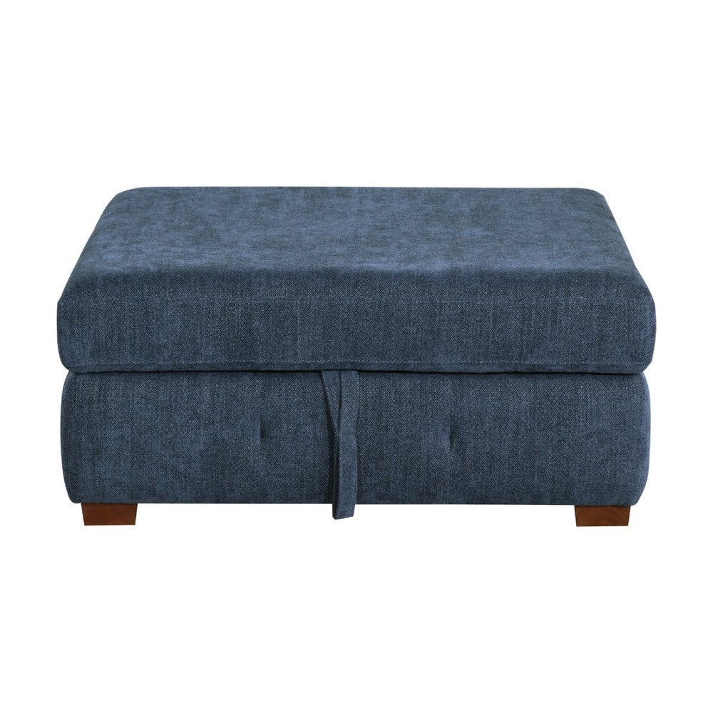 Rez Storage Ottoman | 40’’ | Tufted Blue Chenille Cushion BM336127