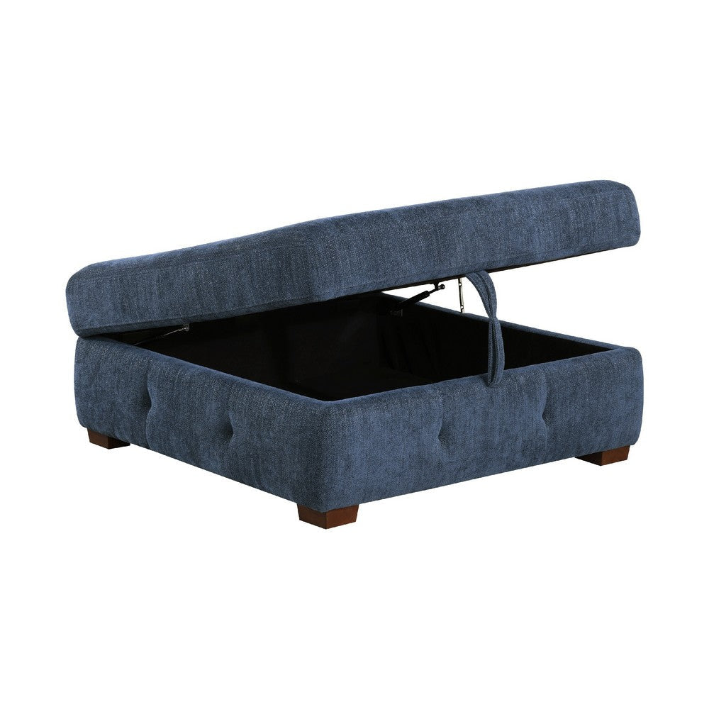 Rez Storage Ottoman | 40’’ | Tufted Blue Chenille Cushion BM336127