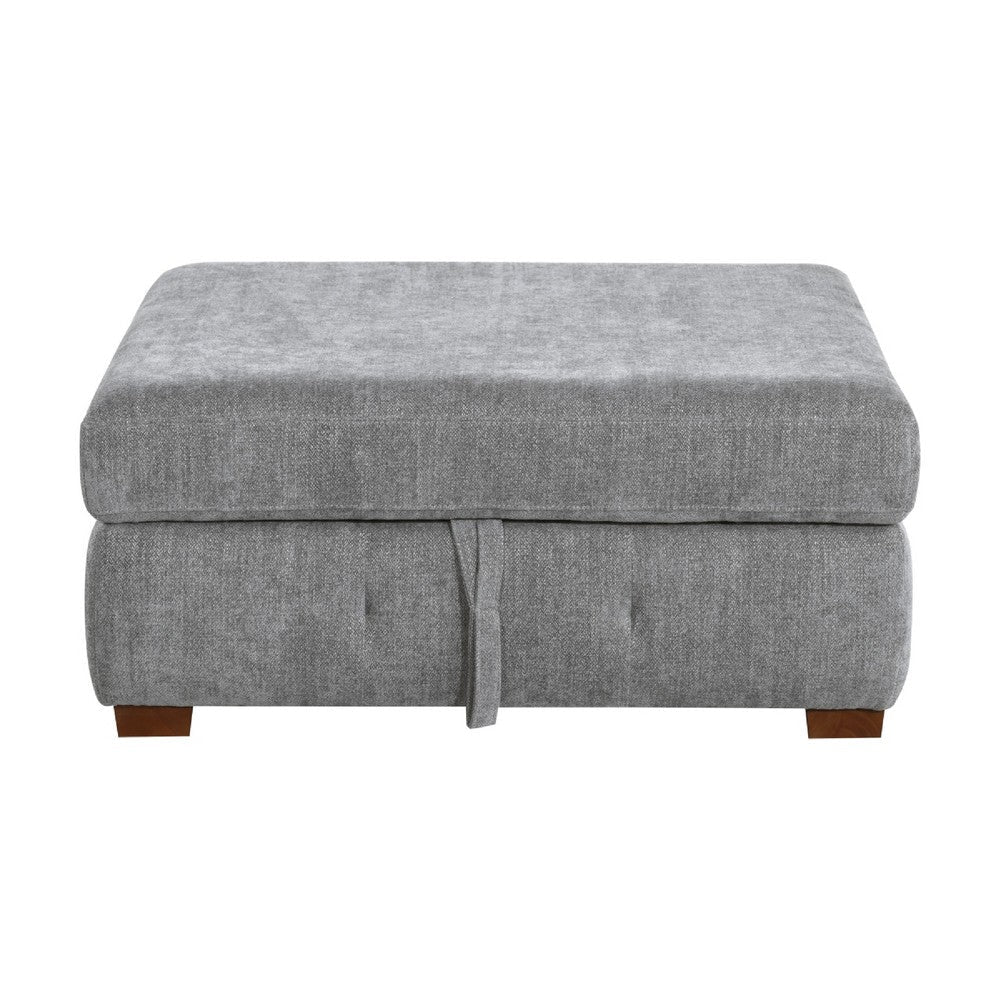 Rez Storage Ottoman | 40’’ | Tufted Gray Chenille Cushion BM336128