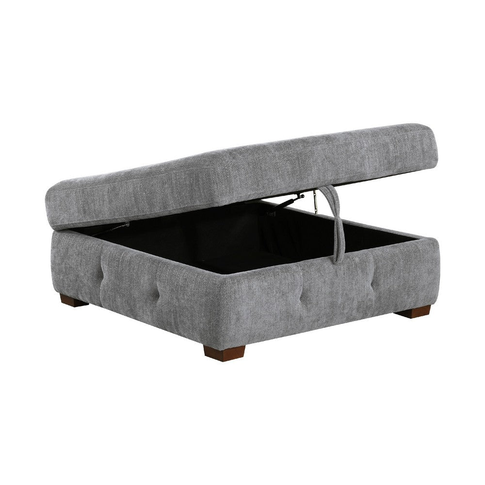 Rez Storage Ottoman | 40’’ | Tufted Gray Chenille Cushion BM336128