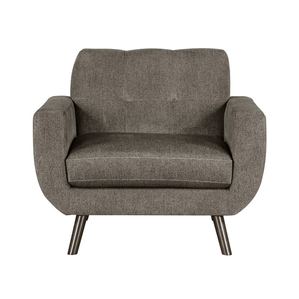 Jany Accent Chair | Tufted Brown Textured Microfiber | Walnut Tone BM336129