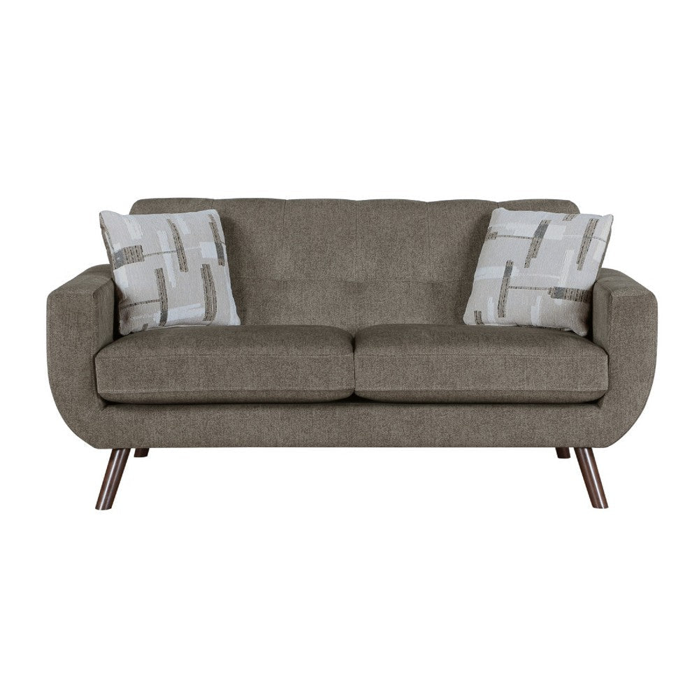 Jany Loveseat with 2 Pillows | 70’’ | Brown Microfiber | Walnut Tone BM336130