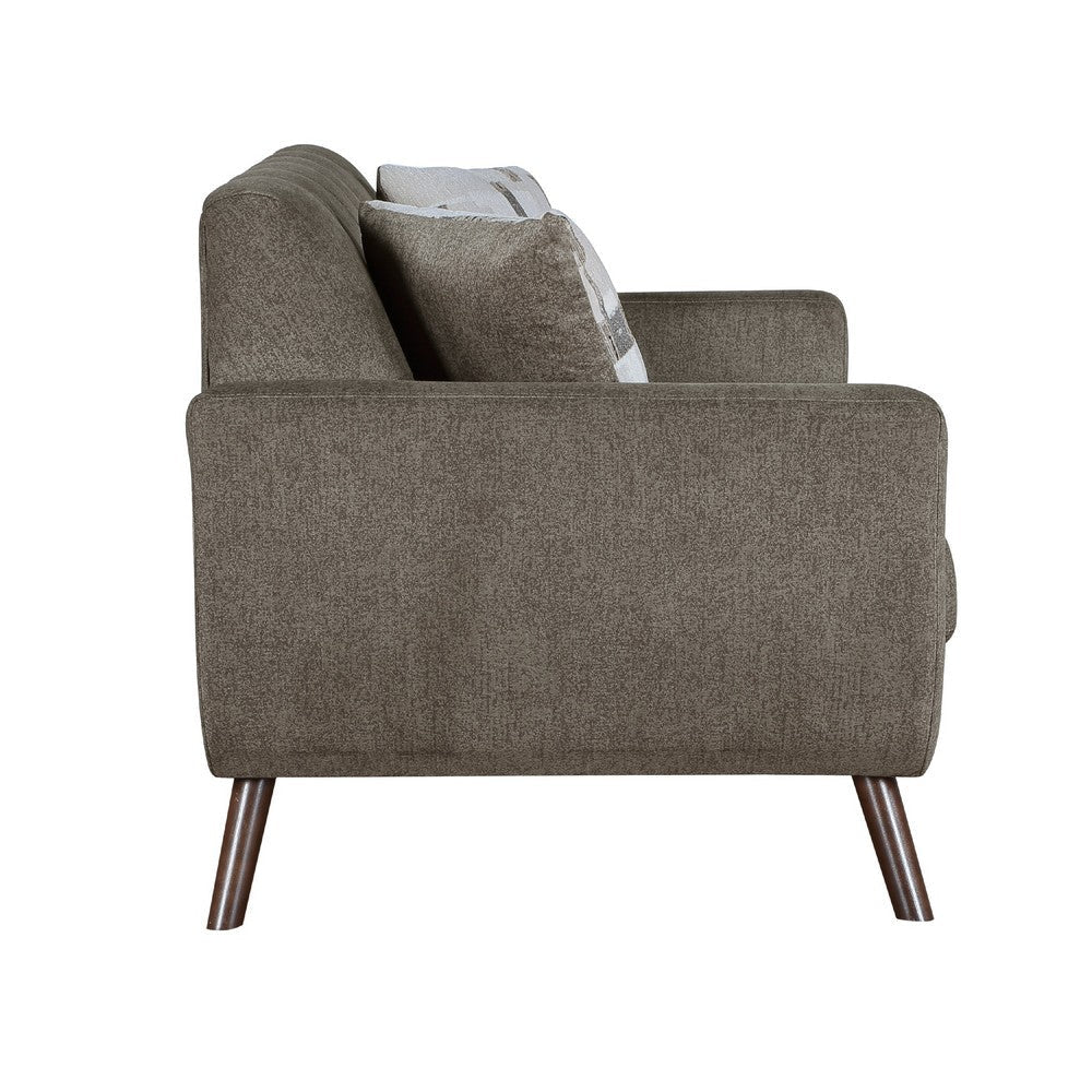 Jany Loveseat with 2 Pillows | 70’’ | Brown Microfiber | Walnut Tone BM336130
